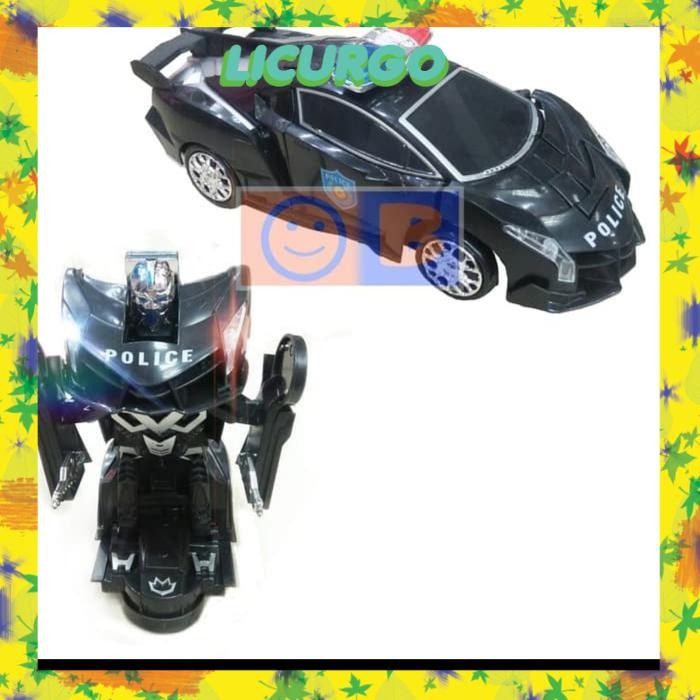 mainan anak laki laki /mainan mobilan /mobil transformer - Hitam Polisi