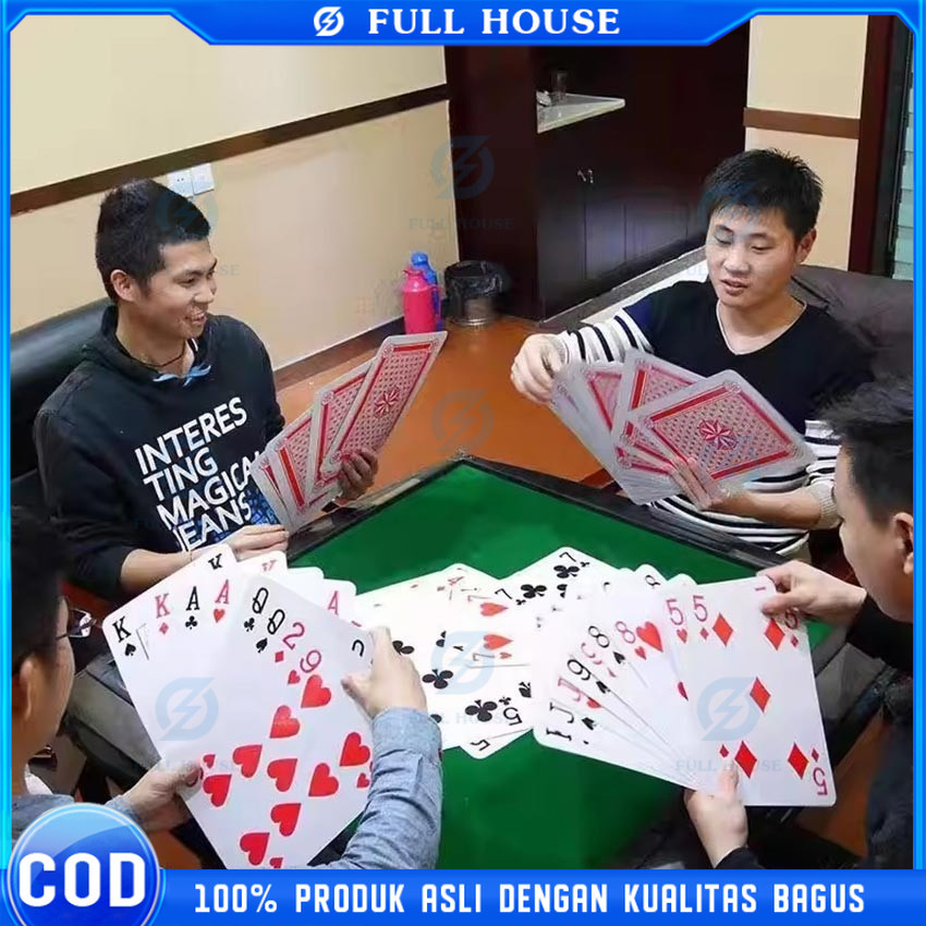 Full House - 54 Lembar 28x20CM Kartu Poker Jumbo Kartu Remi Unik Permainan Ide Pernikahan Yang Menye
