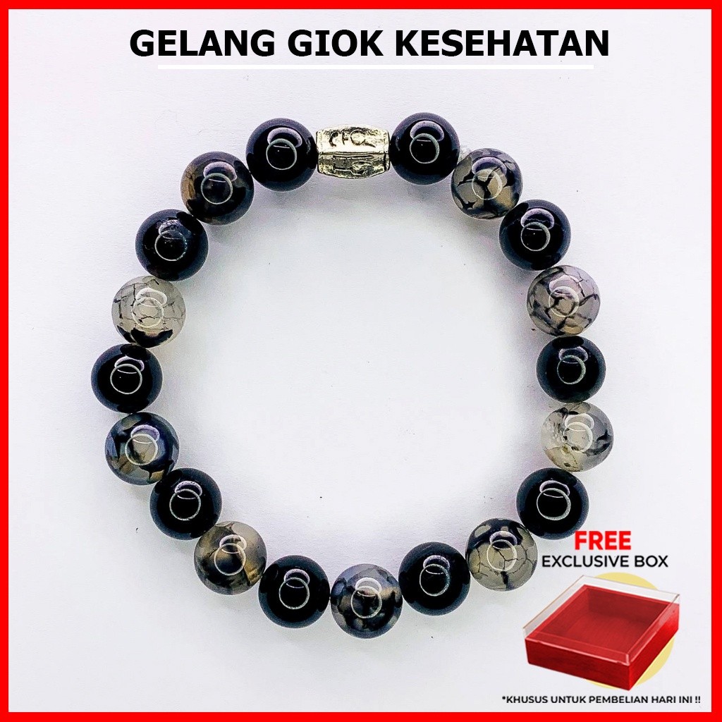 WEARMOURA Gelang Kesehatan - Gelang Batu Alam Giok Asli Untuk Terapi Kesehatan