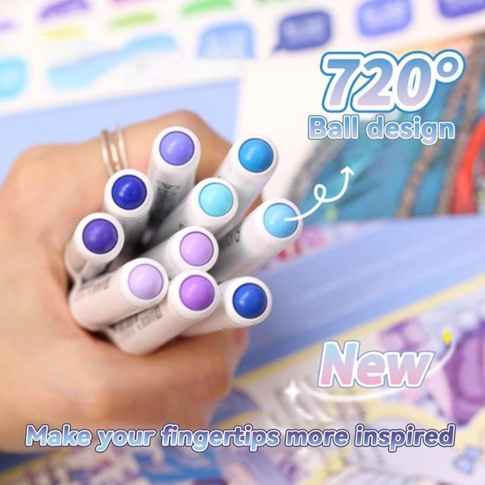 Languo Spidol Akrilik Cair Lurus 9 Warna Kuas 1-6mm Tahan Air Permanen untuk Menulis Jurnal Kaligraf