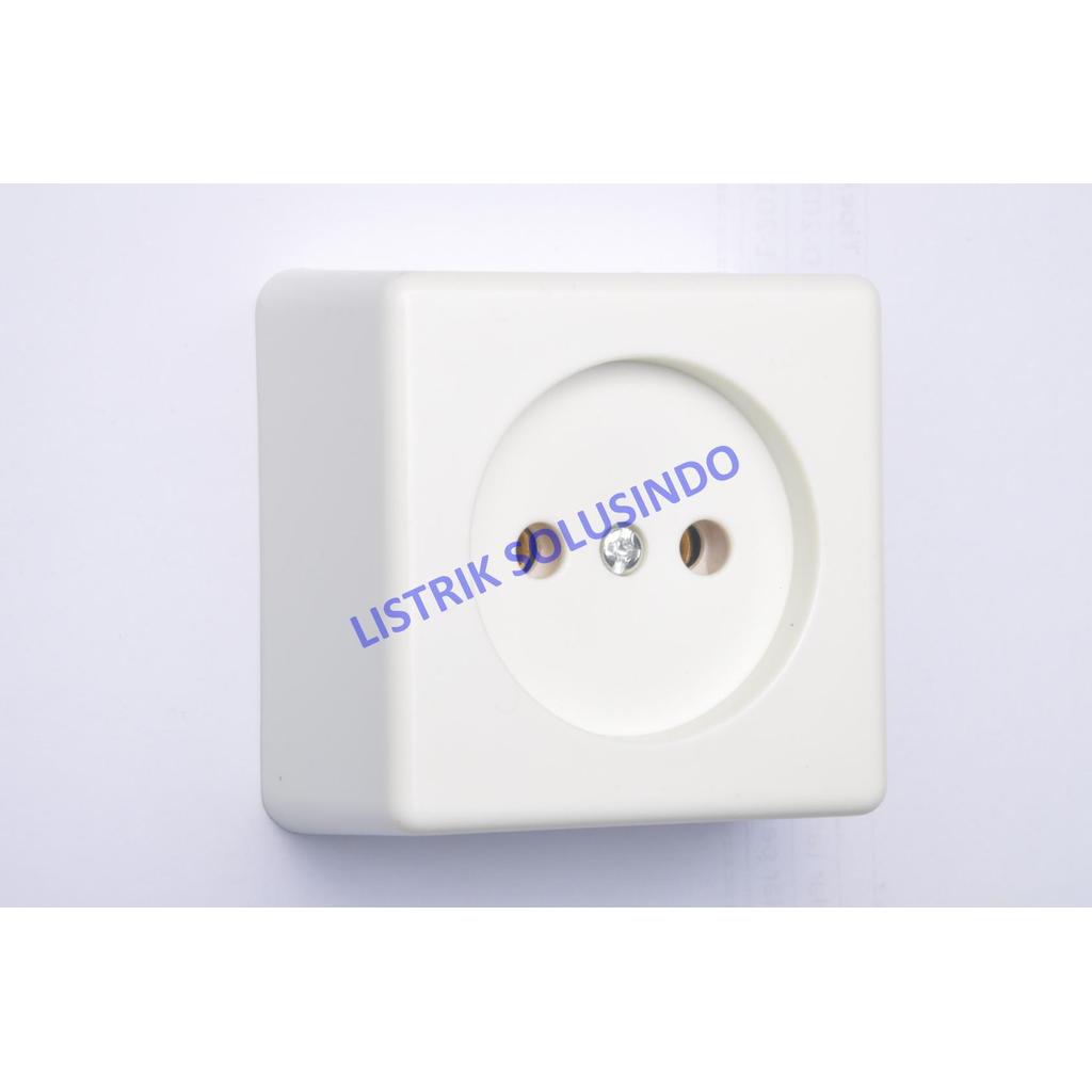 Stop Kontak Datar Eterna 1L 1 Lubang W 9018-1-S Gepeng OB Outbow Putih SNI Terminal Kuningan
