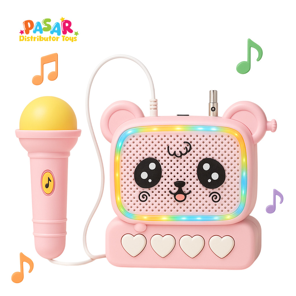 Mainan Anak Microphone Music Box Karaoke Dengan Microphone Koneksi Hp Mainan Anak Mainan Anak