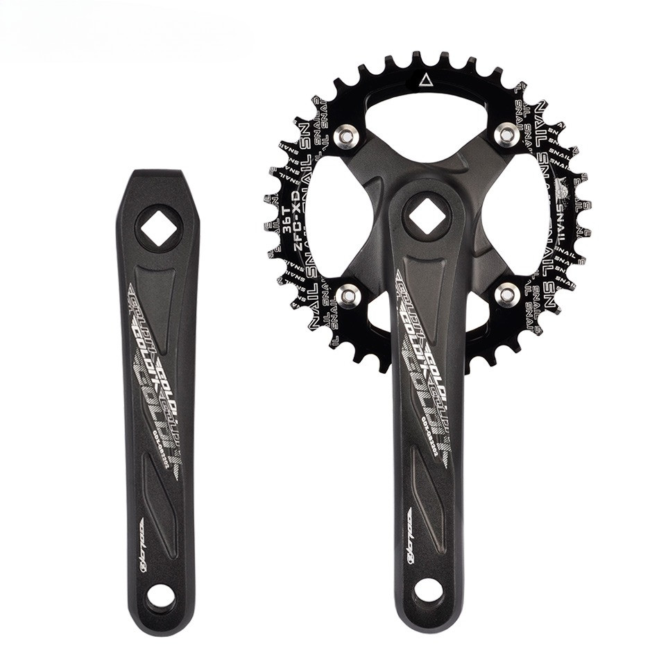 Square Hole Bicycle Crankset Aluminum Alloy MTB Crank 165/170/175mm Length Narrow Wide Teeth 104BCD 