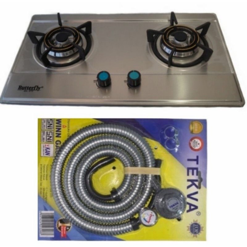 kompor tanam butterfly stainless paket selang regulator winn gas
