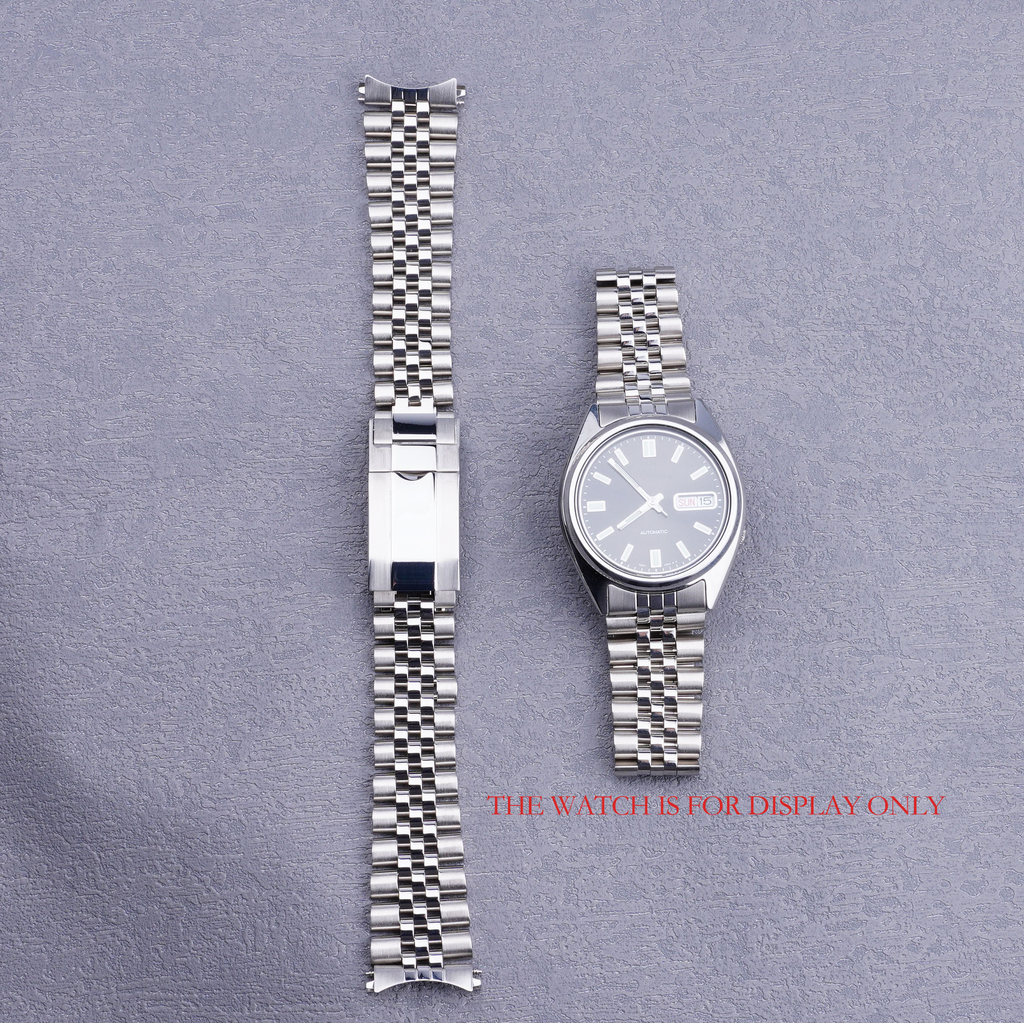 19mm Sliver Hollow Curved End Solid Screw Links Wat- Band Jubilee strap For Seiko 5 SNXS73K1 SNXS75 
