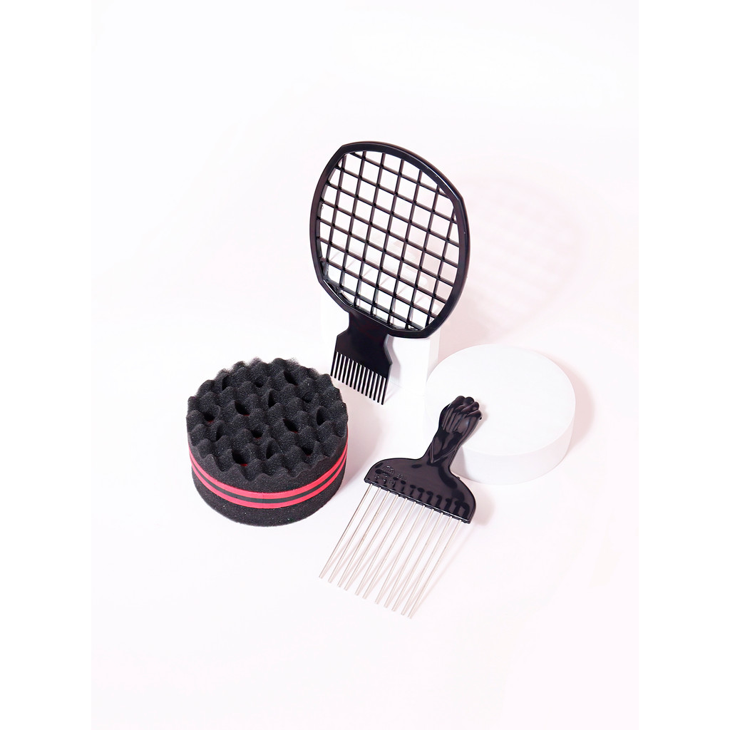 3PCS sponge brush twisted curly hair comb, African style metal comb, sponge curly hair comb, curly h