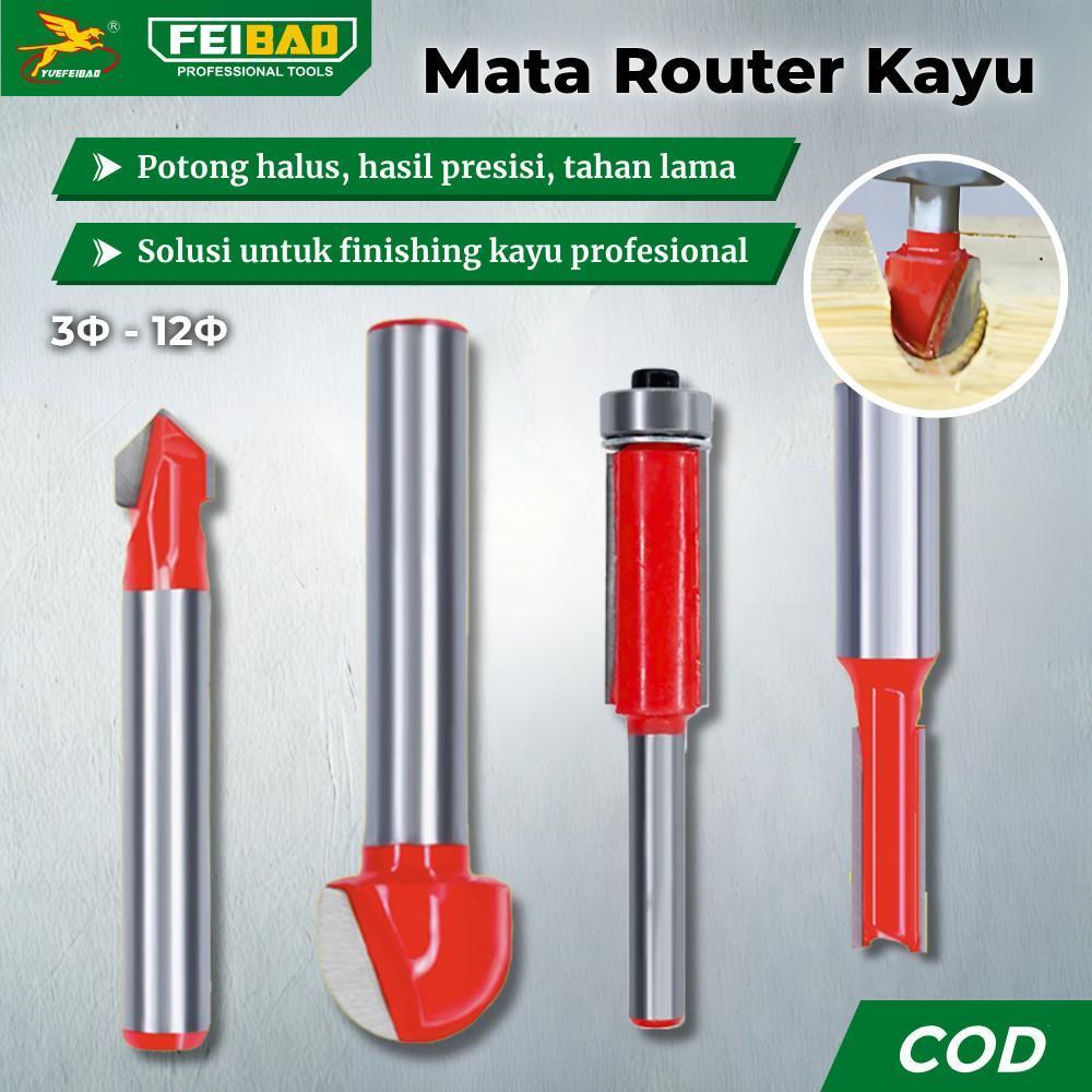 FEIBAO Mata Router Kayu Ukuran 3mm–12mm | Pisau Router Kayu Baja/F40-2131