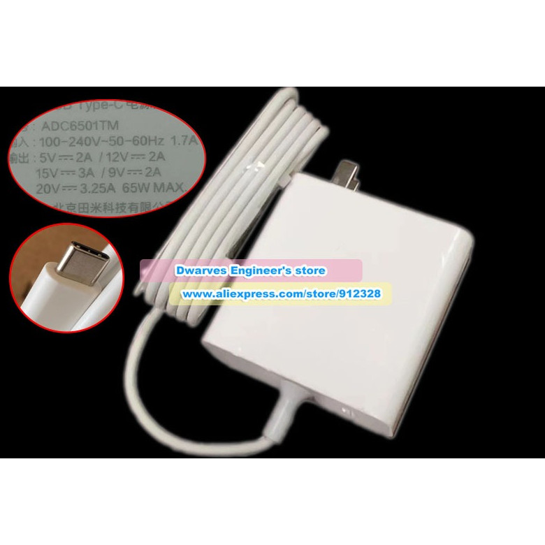 Genuine ADC6501TM AC Adapter 20V 3.25A 65W ADC6502 CDQ07ZM AD651 for  171501 161301 Series RedmiBook