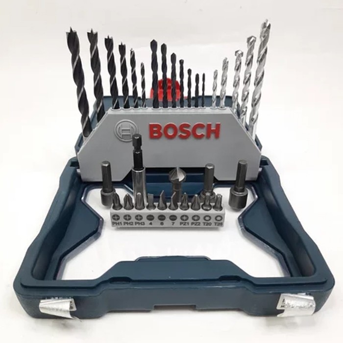 hanarayun - Bosch mata bor set x line 33 pcs komplit besi kayu tembok obeng original