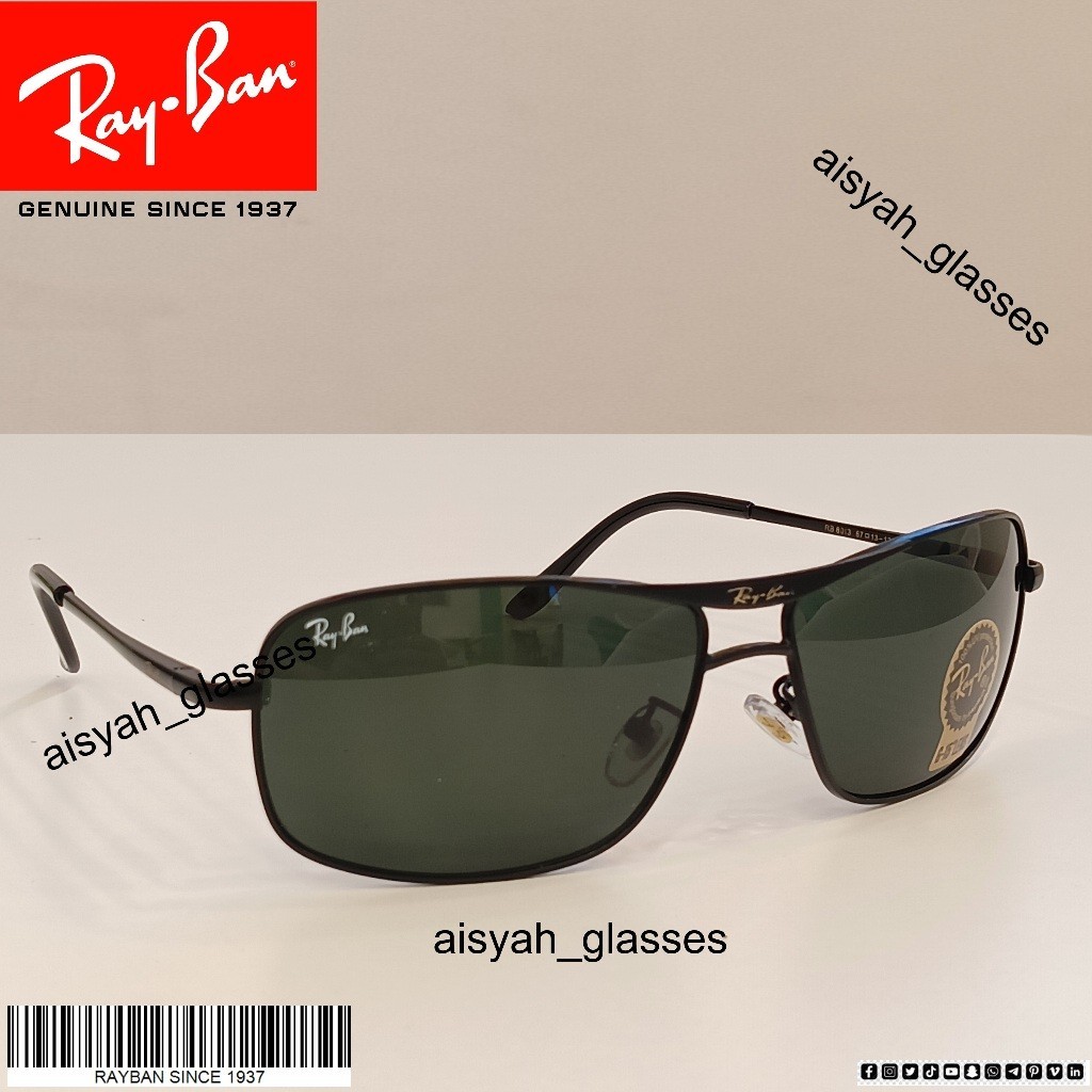 KACAMATA HITAM PILOT SIZE BESAR RB8013 FASHION ELEGAN MEWAH LENSA KACA ASLI FRAME SUPER