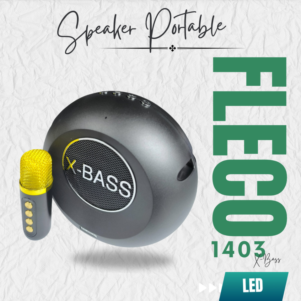 Speaker fleco 1403 x-bass speaker karaoke dengan mic Wireless speaker portable super bass