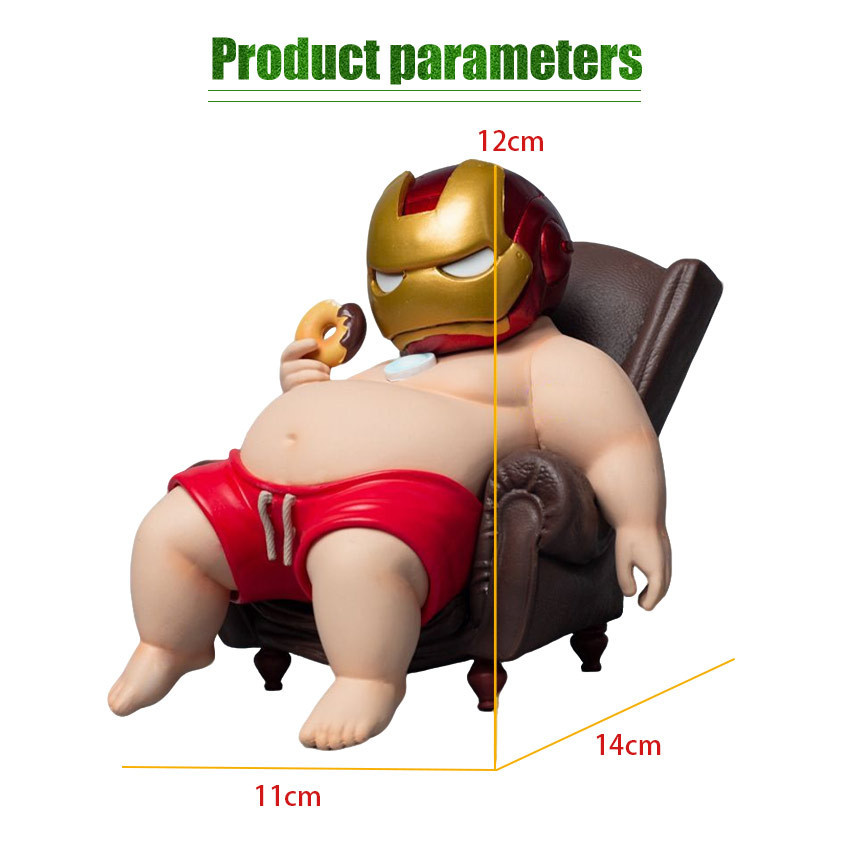 ZENID Action Figure Marvel Fat Man Ironman Figur Iron man fat boy Unik Versi Q Dekorasi Mobil &