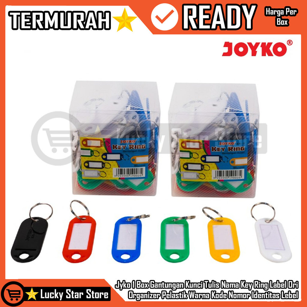 Jyko 1 Box Gantungan Kunci Tulis Nama Key Ring Label Organizer Plastik Warna Kode Nomor Identitas Le