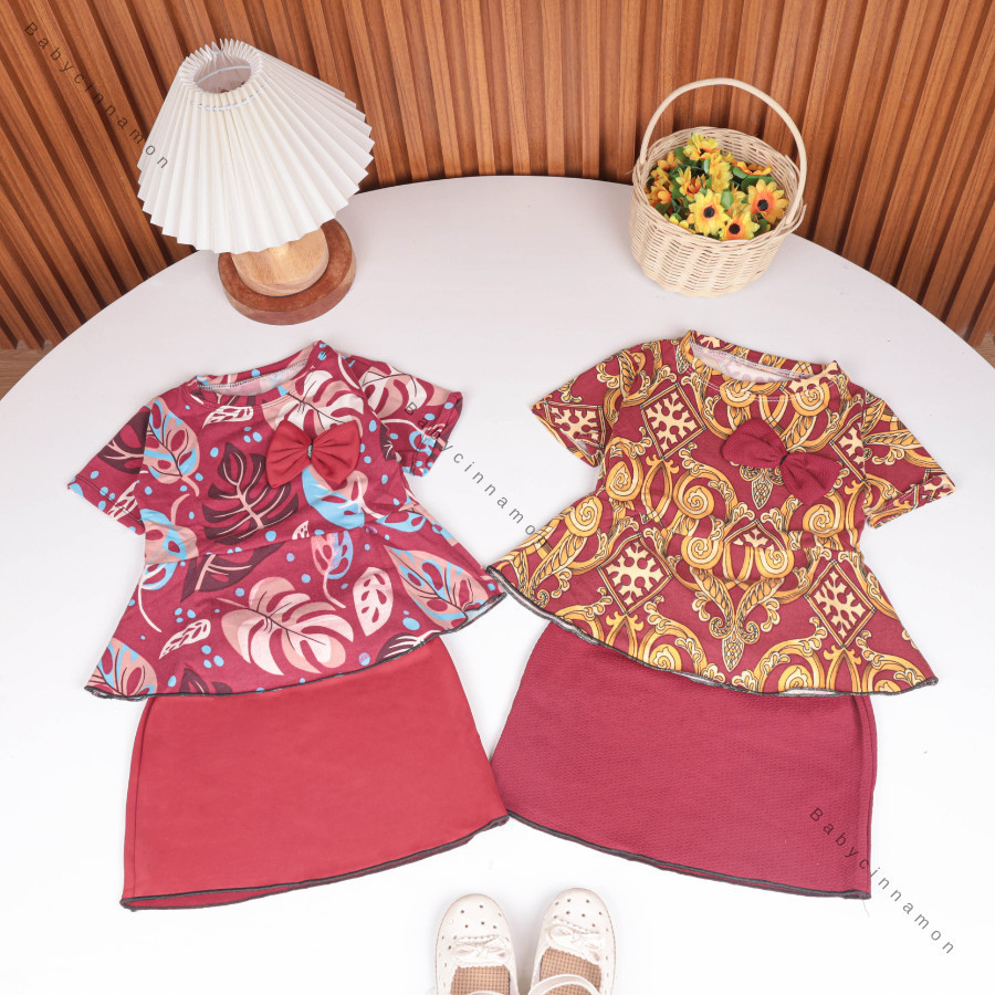 2-4 tahun | Setelan Ciara Set Rok Anak Peplum Dress Stelan Import Branded Korea Anak Perempuan Baju 