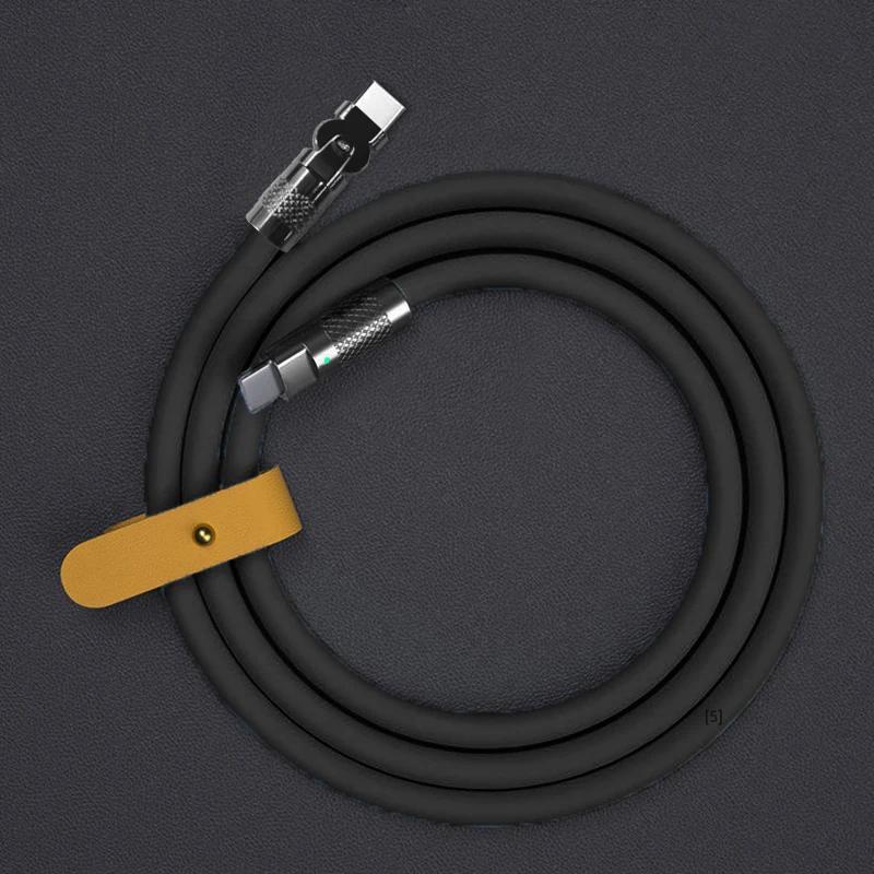 1M/2M Type C Silicone Rotating Elbow Cable 6A Super Fast arge USB C to C Data Cable Durable Flexible