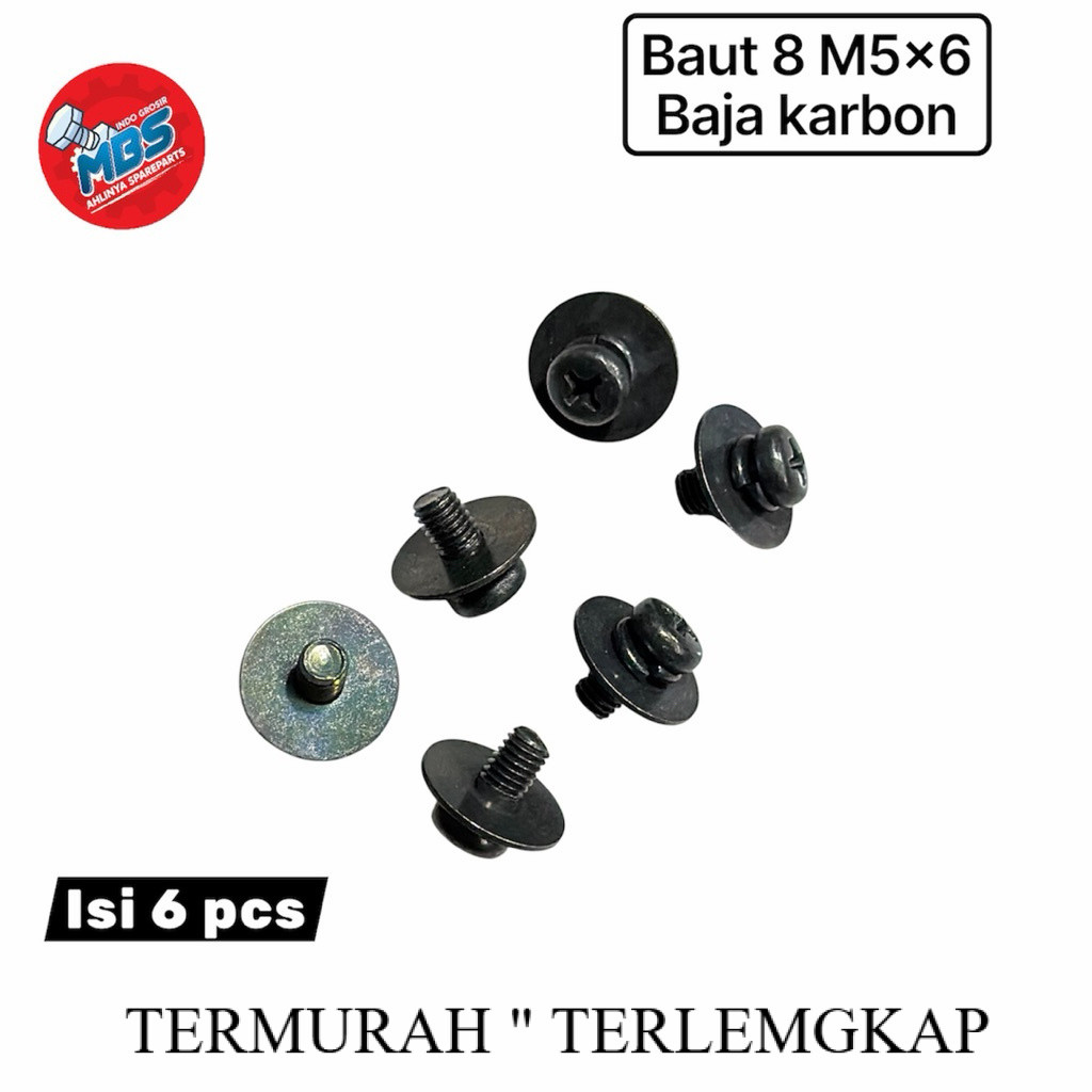 grosir Baut 8 M5X8MM BAUT 8 pendek anti copot dabel ring baut karbulator emblem motor mobil original