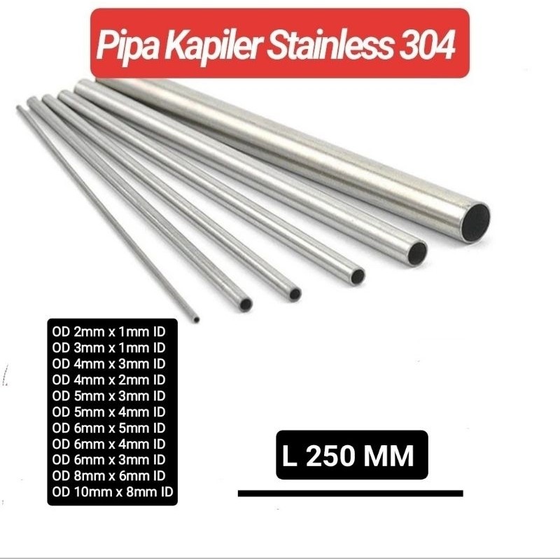 PROMO Pipa Kapiler Stainless 304 / Pipa Tubing OD 1mm 2mm 3mm 4mm 5mm Panjang 250 MM