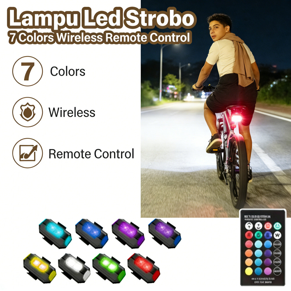 Lampu strobo motor kedip lampu kolong pengaman LED 7 warna lampu pesawat keamanan strobo tanpa kabel