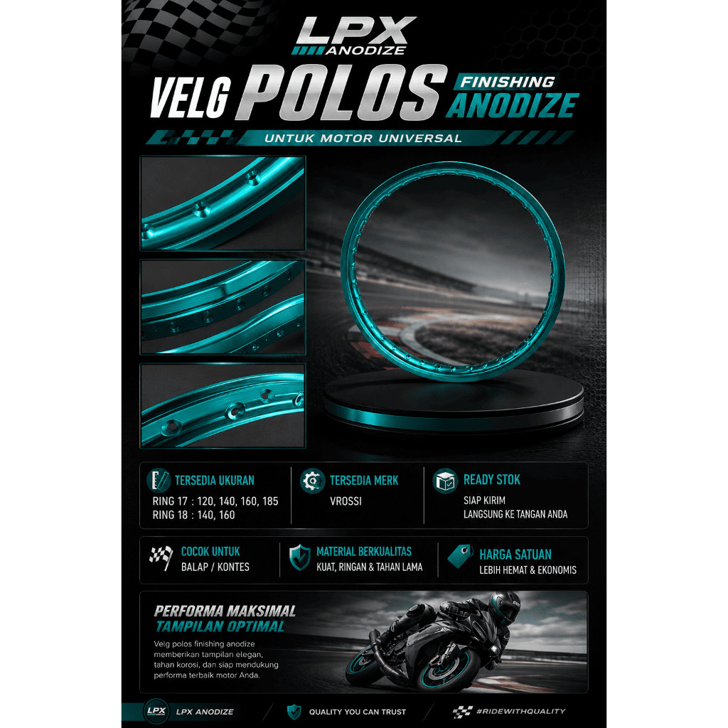 Velg anodize aneka rna rni super lengkap Rim Jinfei vrossi Ring 17 & 18, 36 Hole 120/140/160/185    