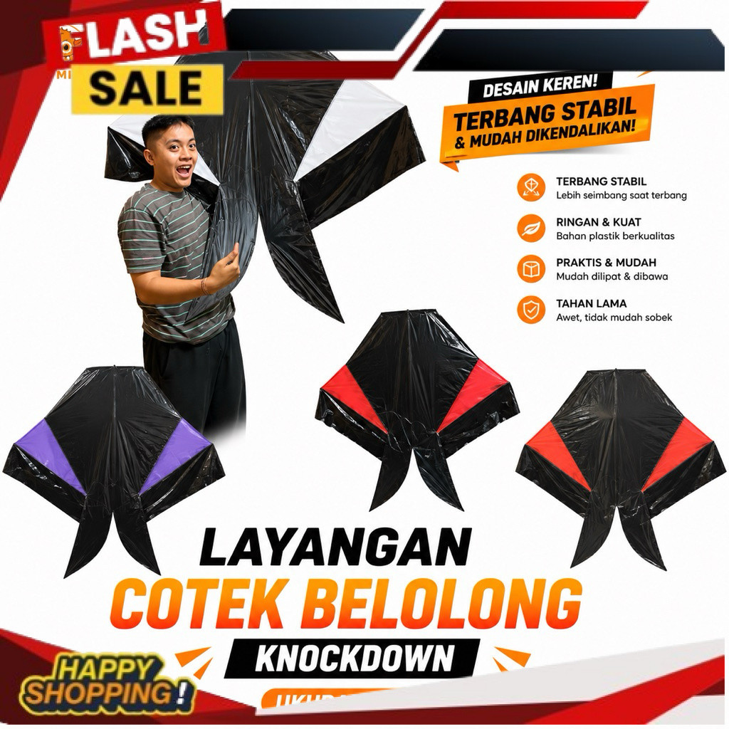 Layangan Cotek Belolong Knockdown - Layangan Cotek - Layangan bebean knockdown - Layangan Bebean Bal