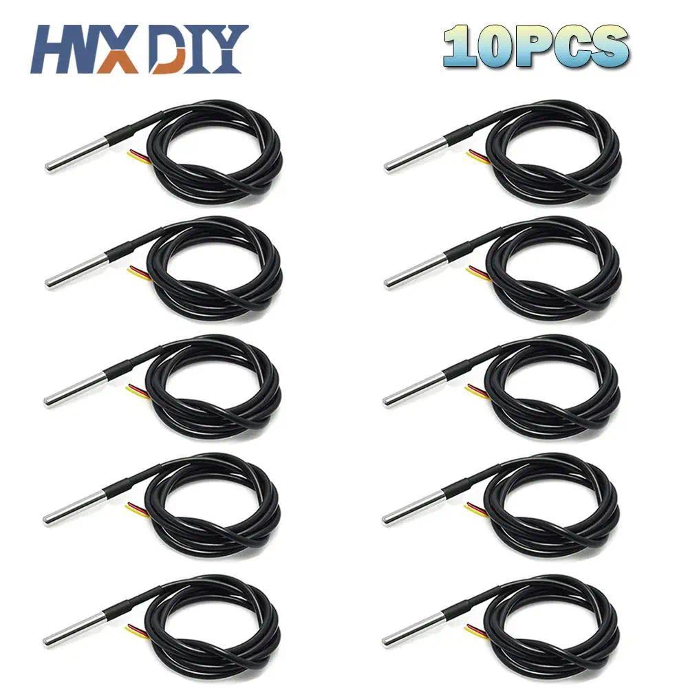 10PCS Probe Suhu Benang DS18B20 Tahan Air Sensor Suhu Paket Stainless Steel 1m 2m 3m 5m Kabel 18B20 
