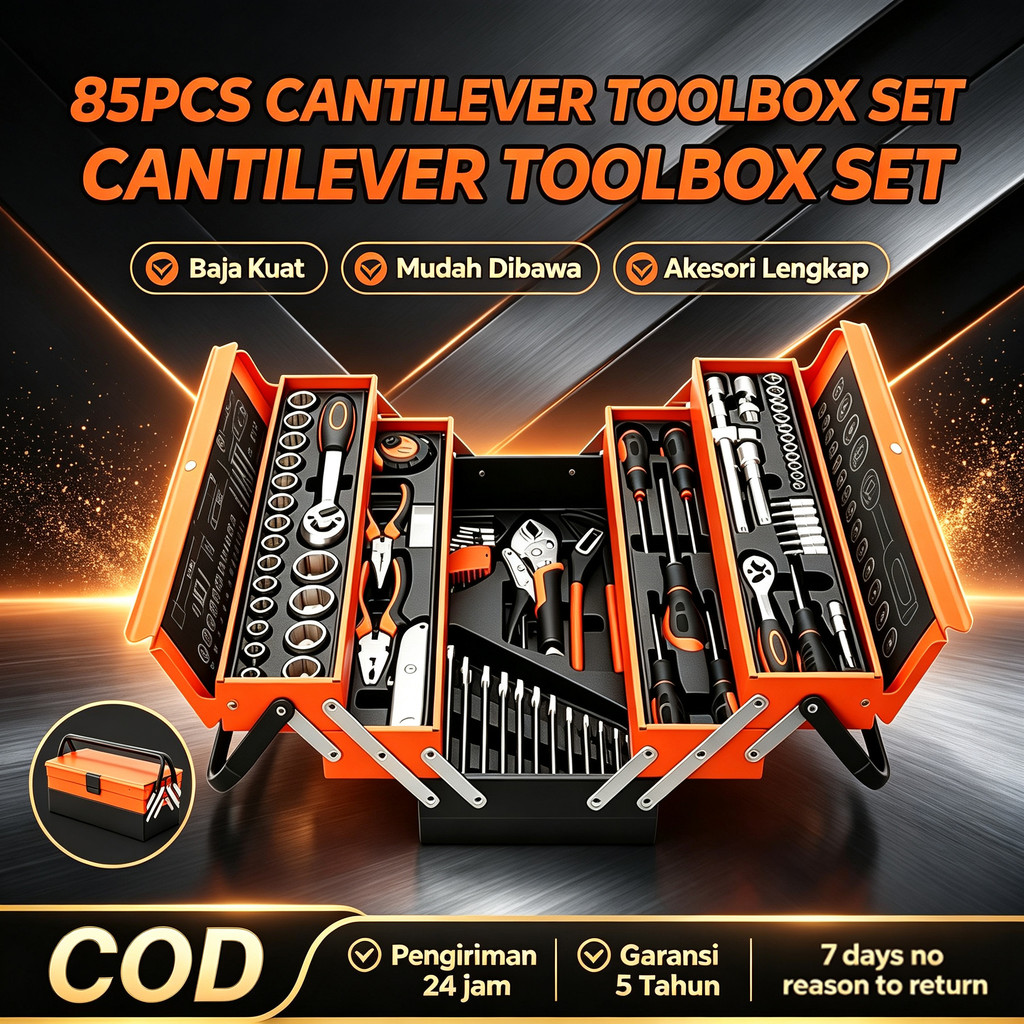 HGCORE Tool Kit 85 Pcs Tool Box Perkakas Kunci Sok Set Set Lengkap Alat Bengkel Kunci Shock Set Alat