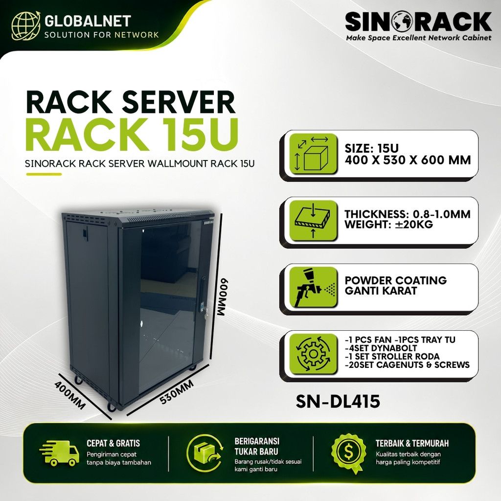 Sinorack Wall Mount Rack Server 15U Small