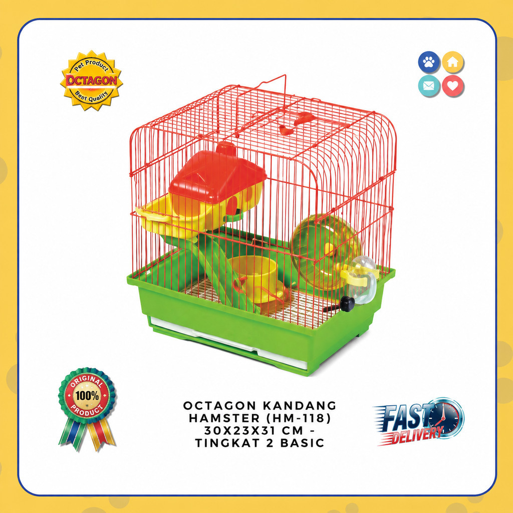 KANDANG HAMSTER PREMIUM cage KANDANG HAMSTER (HM-118) 30X23X31 CM - TINGKAT 2 BASIC Kokoh Kuat Awet