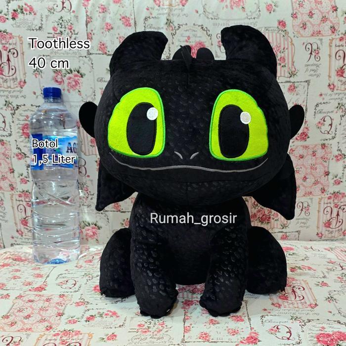 {Rumah Grosir Boneka) Boneka Toothless Night Fury Dragon Naga Boneka Naga Hitam Lucu - TOOTHLESS 40 