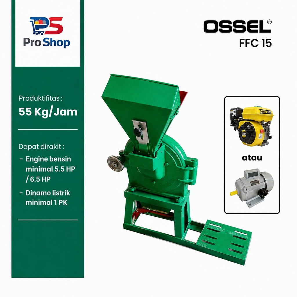 OSSEL Mesin Penepung Dinamo Mesin Gilingan Tepung Disk Mill FFC15 Penggerak Dinamo Listrik OSSEL
