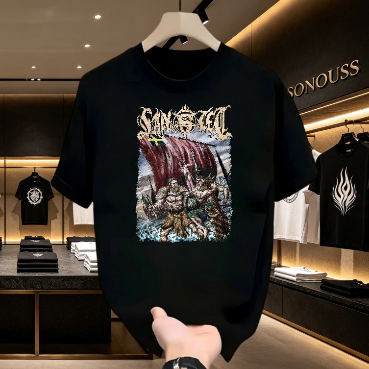 Kaos Band T-shirt Unisex Vintage Gothic Viking Warrior, Kaos Distro Pria Dan Wanita Dengan Grafis Ka