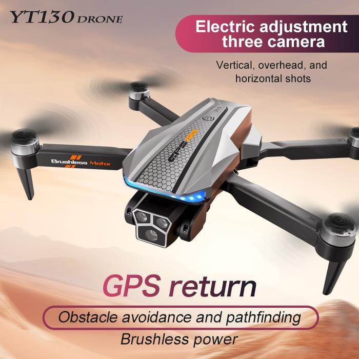 Drone YT130 Dual Kamera 720P GPS Motor Brushless Tahan Angin Drone Profesional Jarak Jauh
