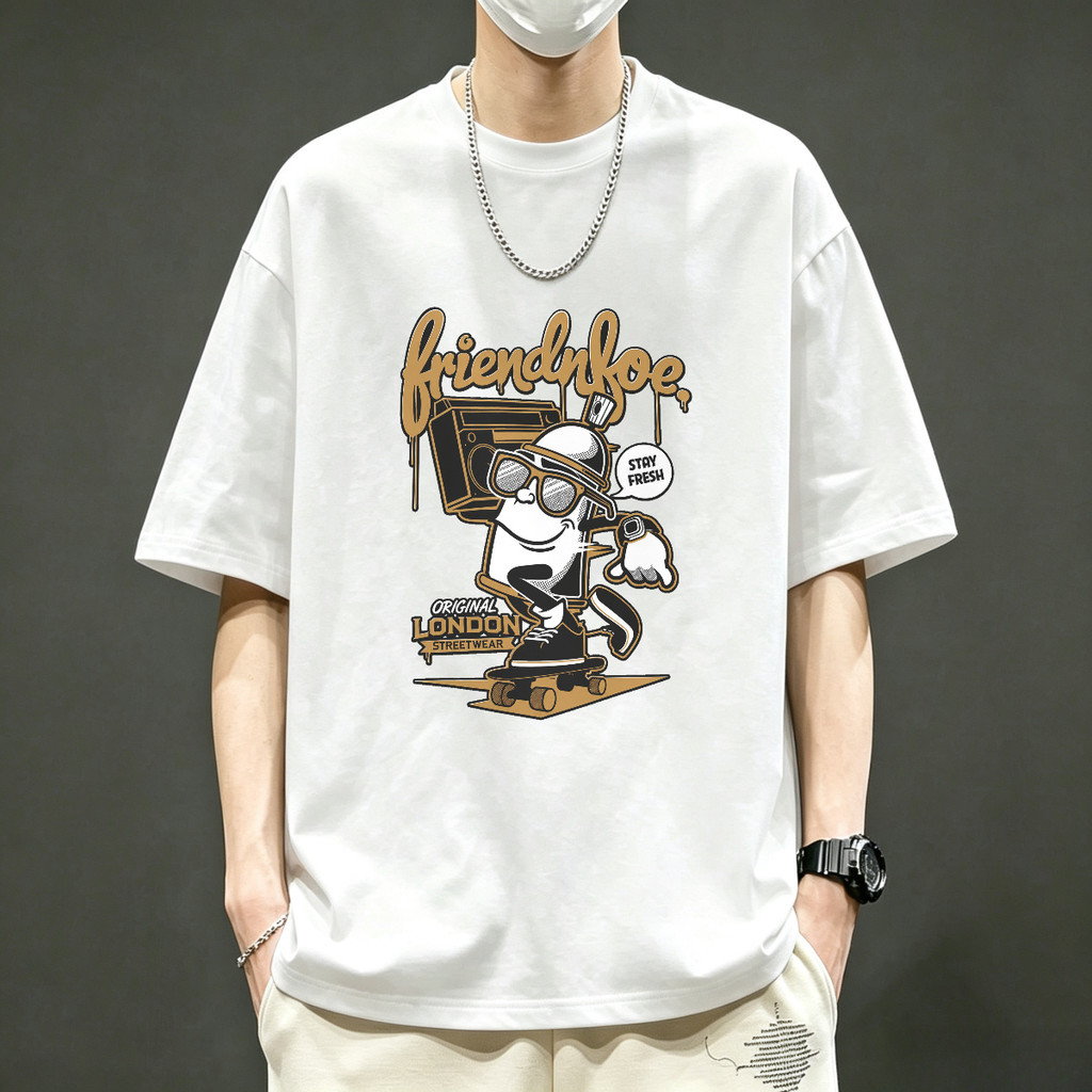 Kaos Pria Kaos Vintage T-Shirt Oversize Funky Mouse Skateboard Stay Fresh Original London Streetwear