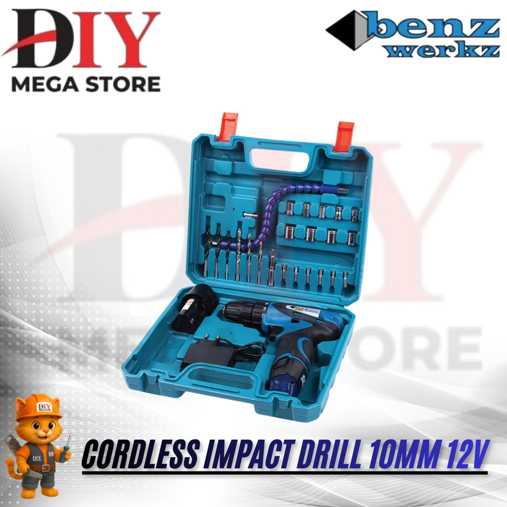 Benz Werkz Bor Baterai Cordless Drill BZ8004 - Bor Tangan Baterai 12V Benz BZ-8004