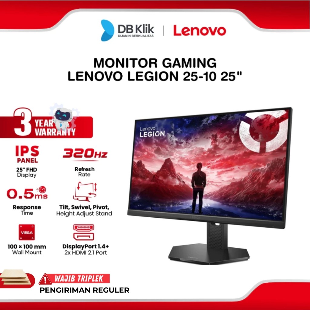 Monitor Gaming Lenovo Legion 25-10 25" FHD IPS 320Hz 0.5ms AMD FreeSYnc + NVDIA G-Sync HDR10 Full Er