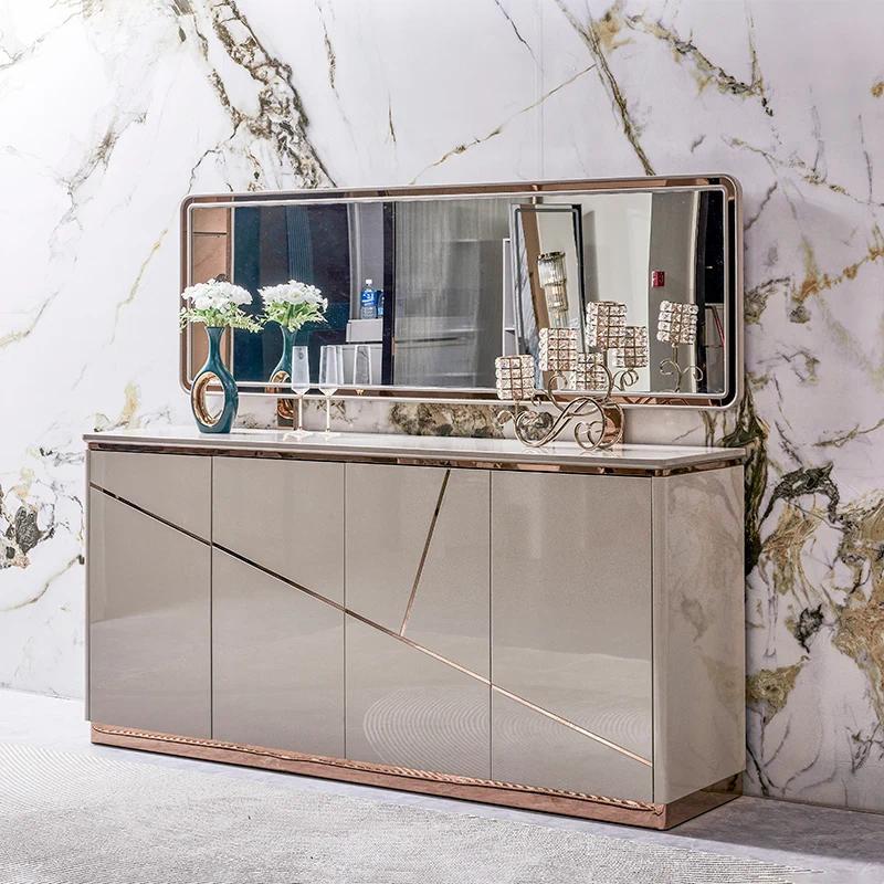Mirrored Cabinet,Luxury Modern Wooden Living Room Sideboard Home Storage Furniture Dining Room Buffe