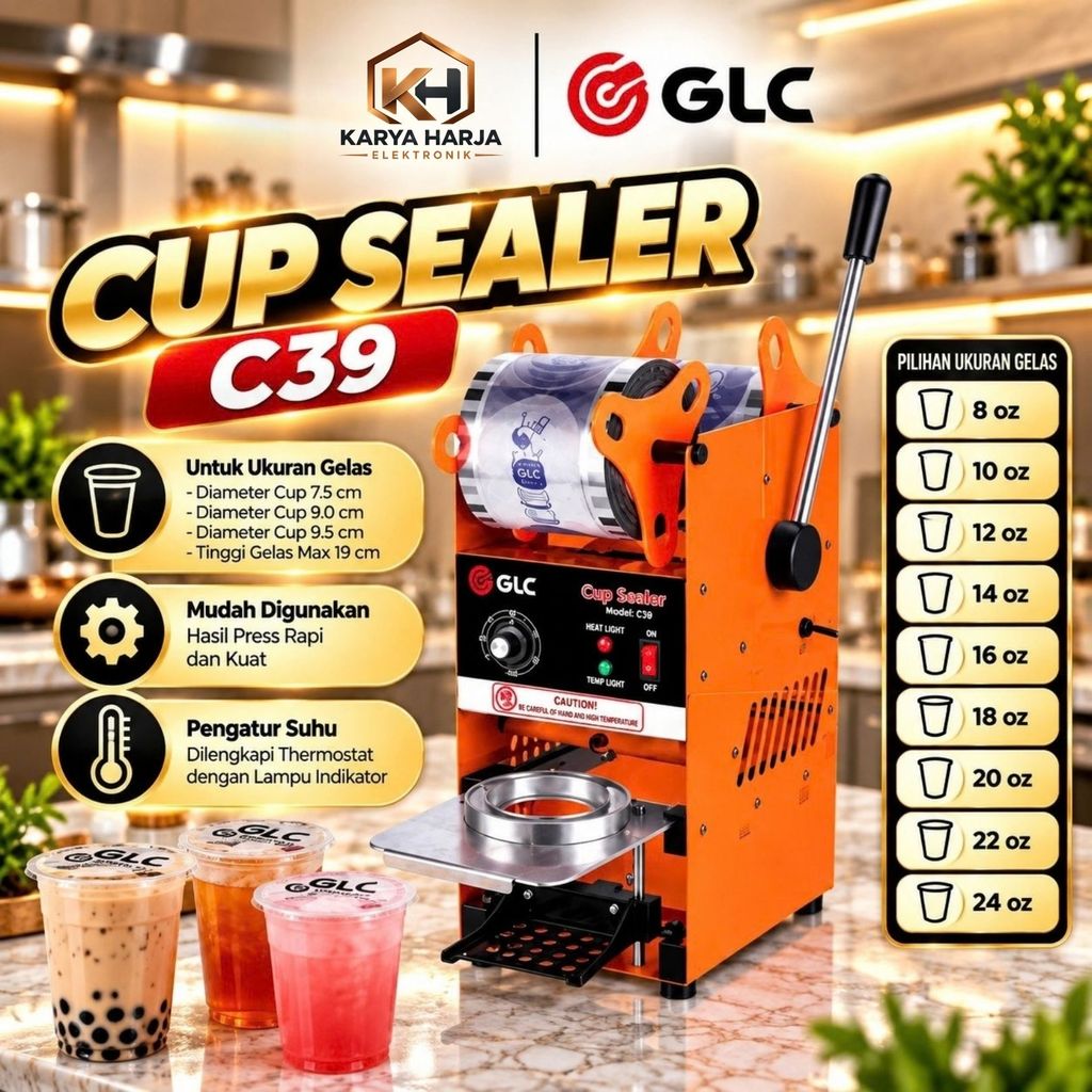 [BISA COD] GLC CUP SEALER / MESIN PRESS PLASTIK 20 OZ / 22 OZ (GARANSI RESMI)
