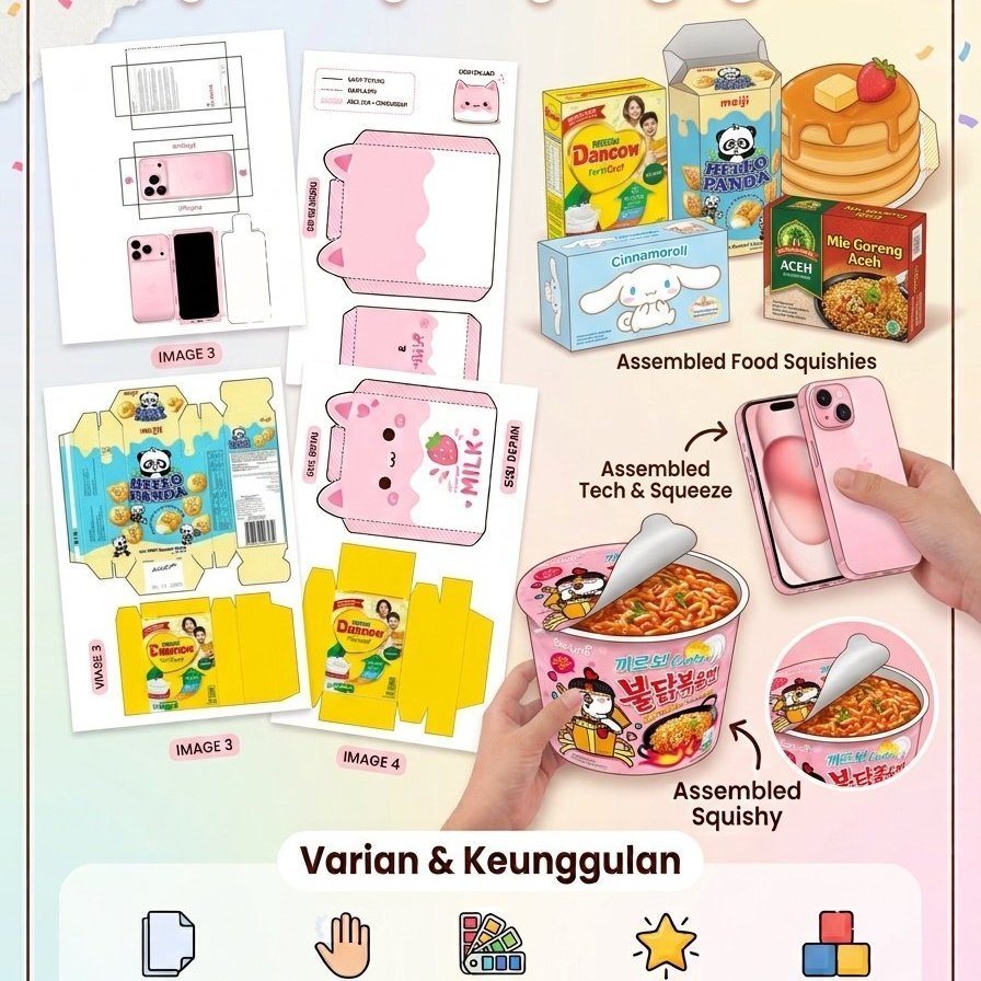 [VIRAL] Paper Squishy Homemade A5 Motif Lucu | Squishy Kertas DIY Mainan Anak Edukasi Anti Stres + B