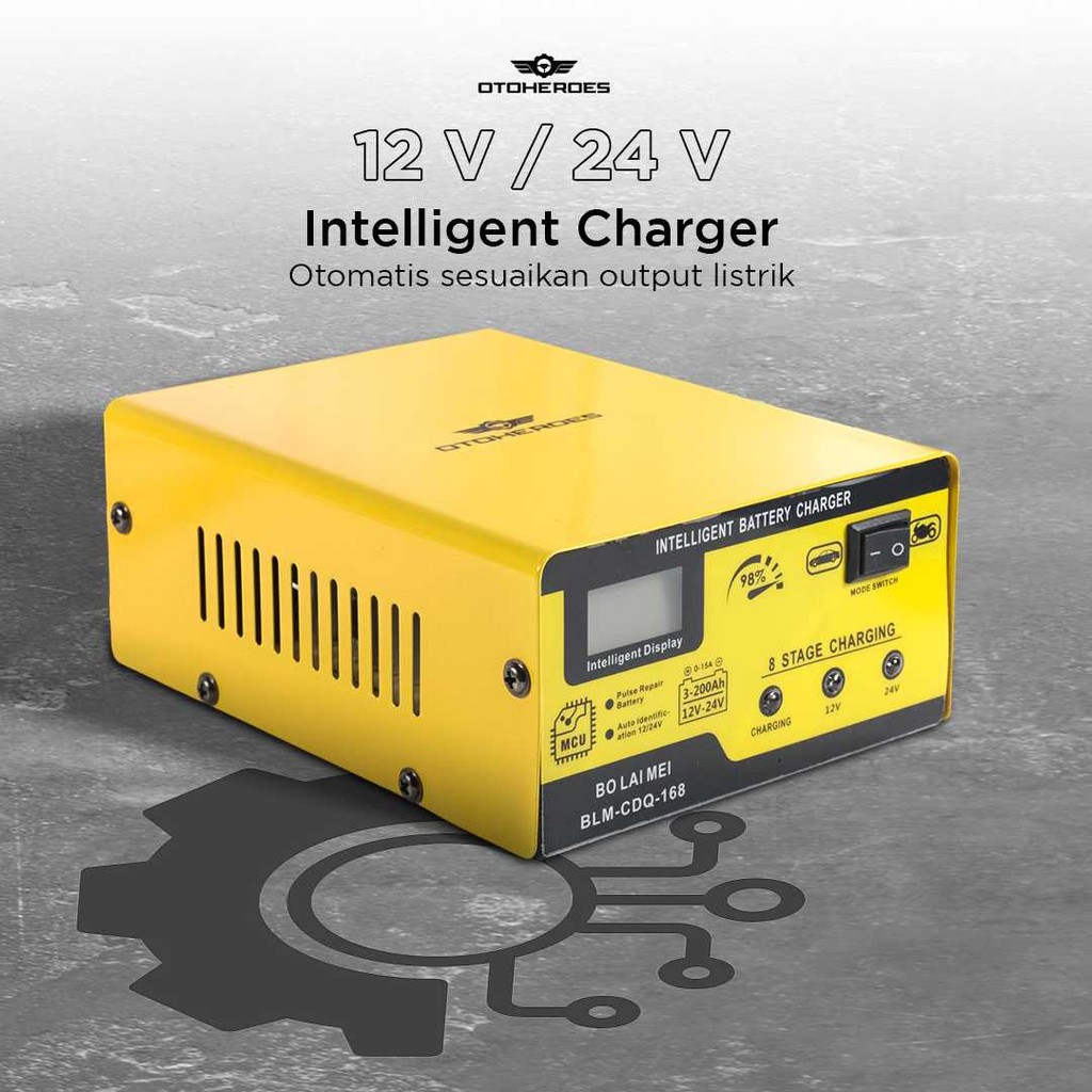 Kaozelo Charger Aki Mobil Battery Charger 12V/24V 15A - BLM-CDQ-168