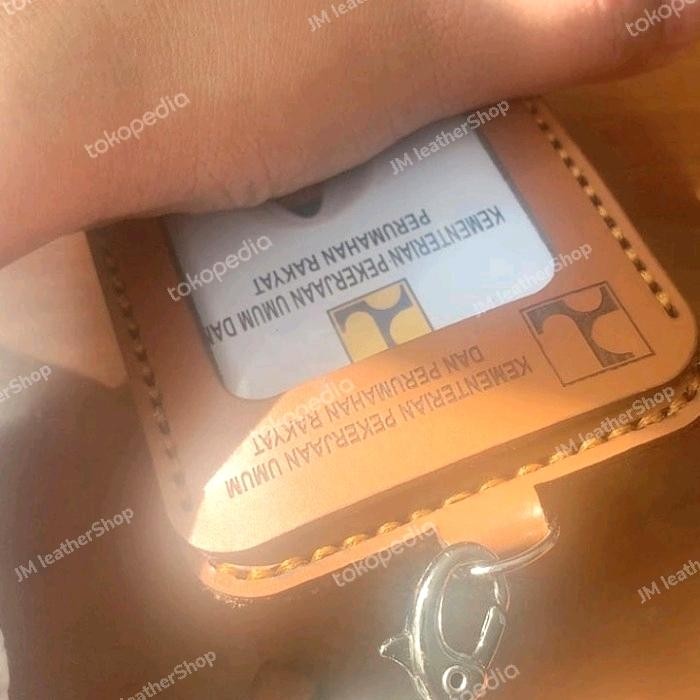 MUMPUNG PROMOID CARD KULIT ASLI NAME TAG KULIT CUSTOM LOGO PUPR GANTUNGAN ID CARDTERLARIS