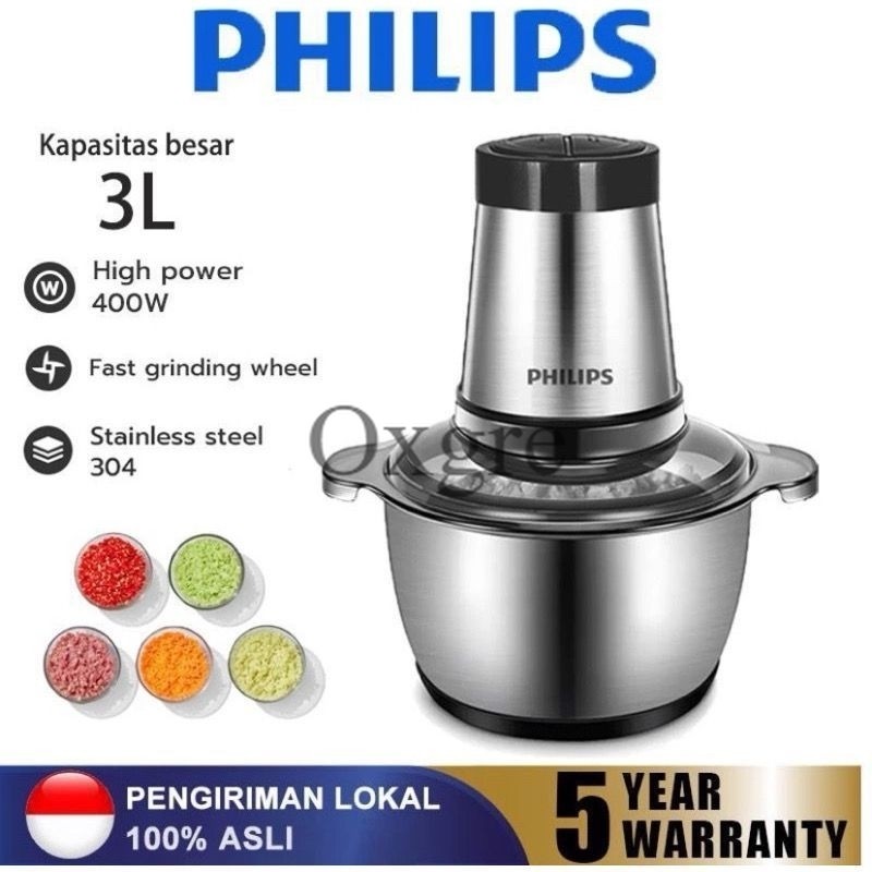Promopromo Chopper Philips Blender Daging 2L Penggiling Meat Blender Elektrik Stainless Steel Choppe
