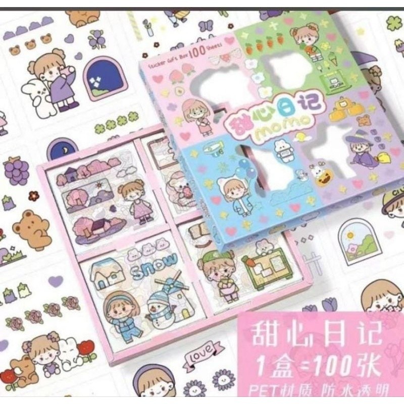 GY stiker Momo original 100pcs stiker viral Momo kotak ori /stiker mainan anak / mainan tempelan ana