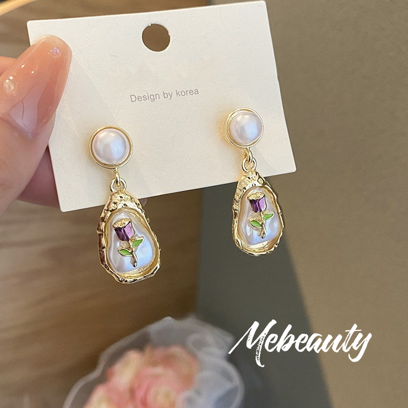 MEBEAUTY Anting Mutiara Taman Monet Gaya Prancis Wanita Z1127