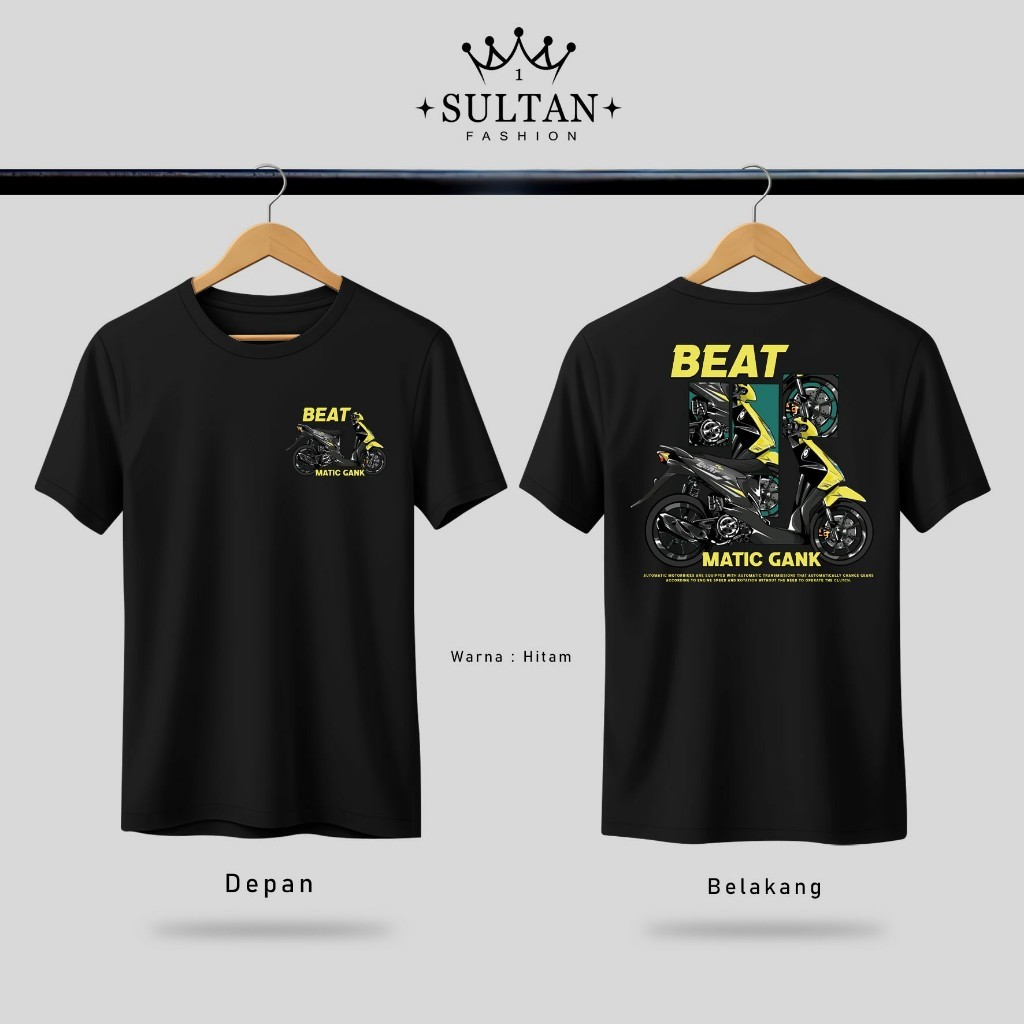 Kaos Distro Honda Beat Karbu Yellow Modifikasi Racing T-shirt Cotton Combed 30s Baju Matic Gank