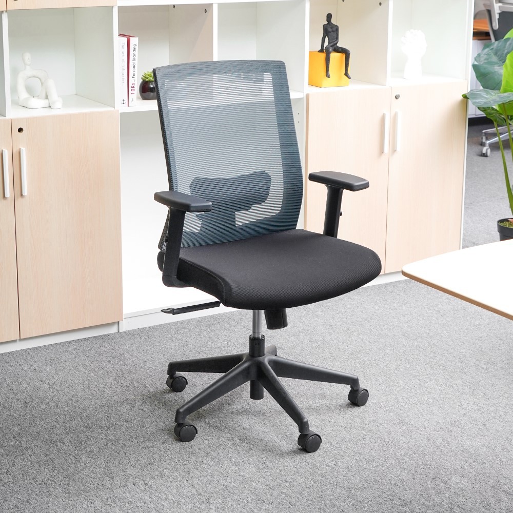 Informa Omar Kursi Kantor Sandaran Rendah - Abu-Abu Tempat Duduk Kerja Dengan Roda Office Chair Kurs