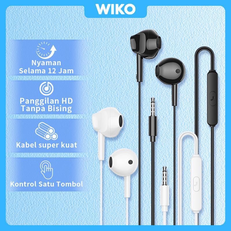WikoID Earphone Kabel Semi In-Ear SH07  Kualitas Suara Jernih Desain Nyaman  Jack 3.5mm  Cocok untuk