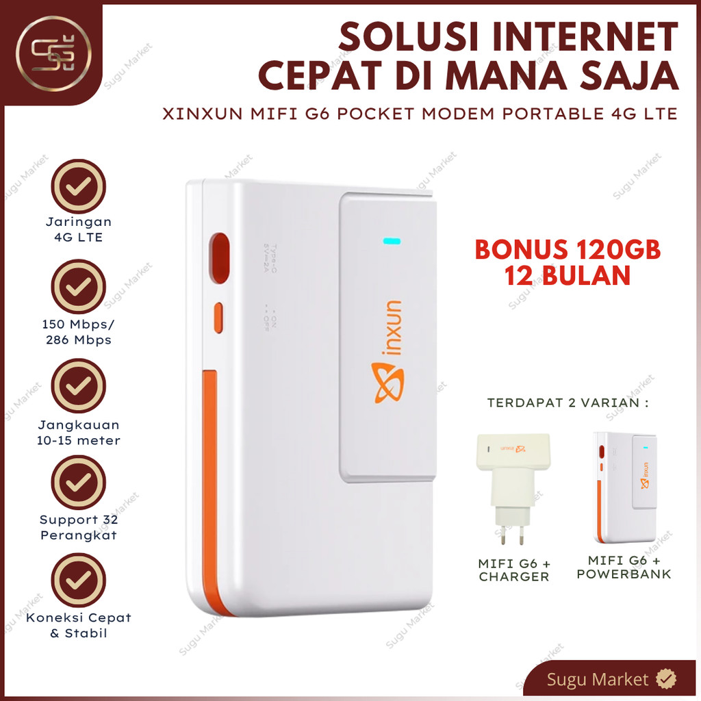 XINXUN MODEM MIFI WIFI G6 CHARGER POWERBANK 8000MAH 4G LTE 150MBPS MOBIL WIFI WIRELESS ROUTER