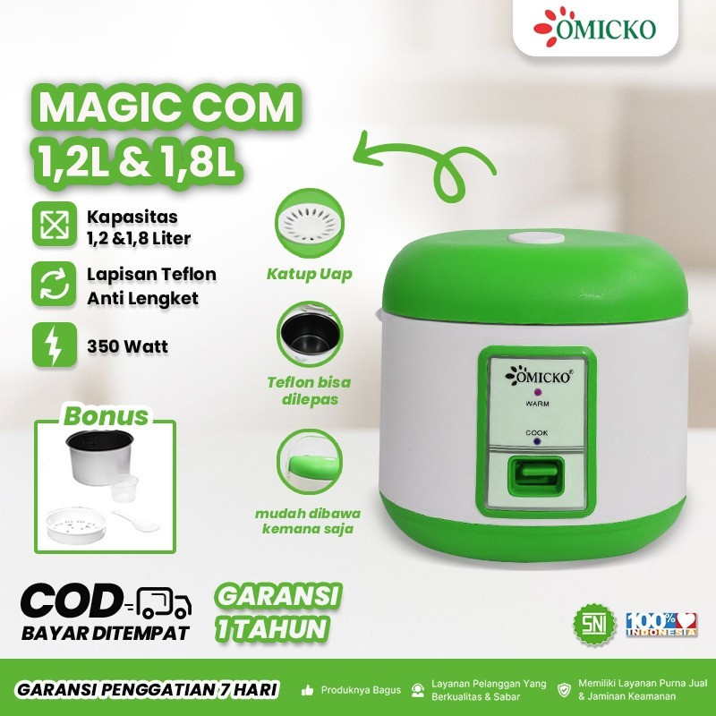 (DAS) Magic Com 1,8liter Omicko / Omicko Rice Cooker / Magic Com 1.8 Liter 3 in 1 Bonus Gelas Ukur d