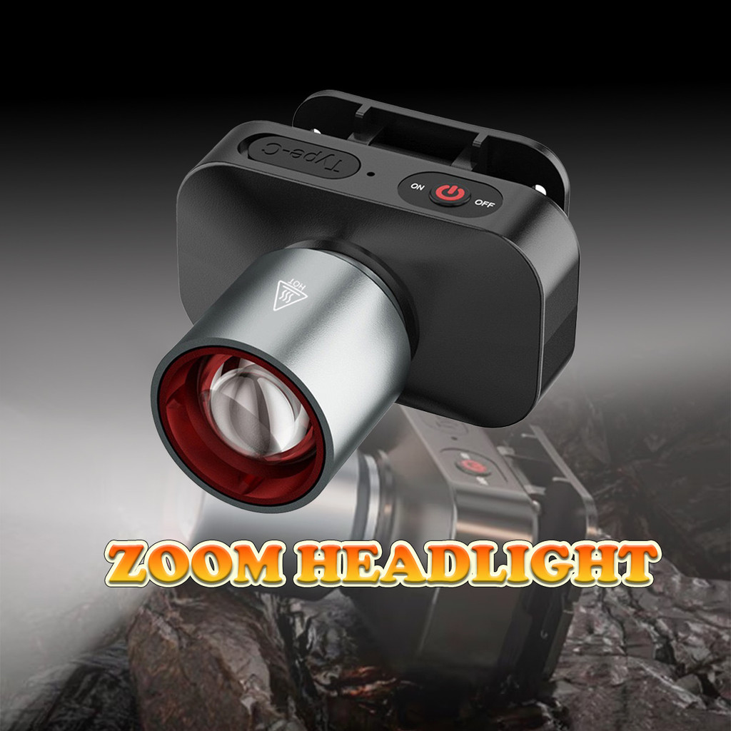 [800MA] senter kepala led kuning Meriam laser, laser putih terang Lampu Depan Berkemah Isi Ulang USB