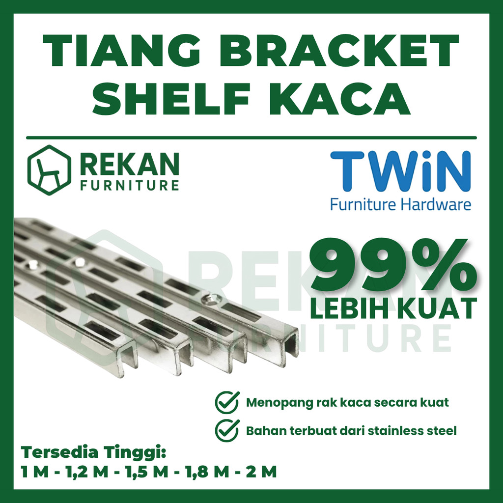 Tiang Bracket Display Kaca Rak Dinding Twin – Rel Penyangga Bracket Rak Besi Pajangan Toko / Tiang A